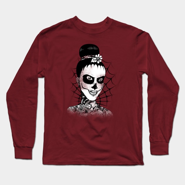 Day of the Dead Ballerina Long Sleeve T-Shirt by art_by_suzie